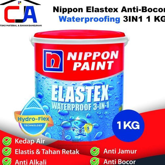 Nippon Elastex Wateroofing Cat Tembok Warna Abuabu Dan Putih 1 Kg