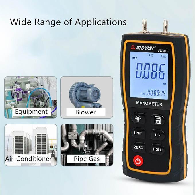 Manometer Sndway SW-512C Air Pressure Gauge Differential SW512C Tester