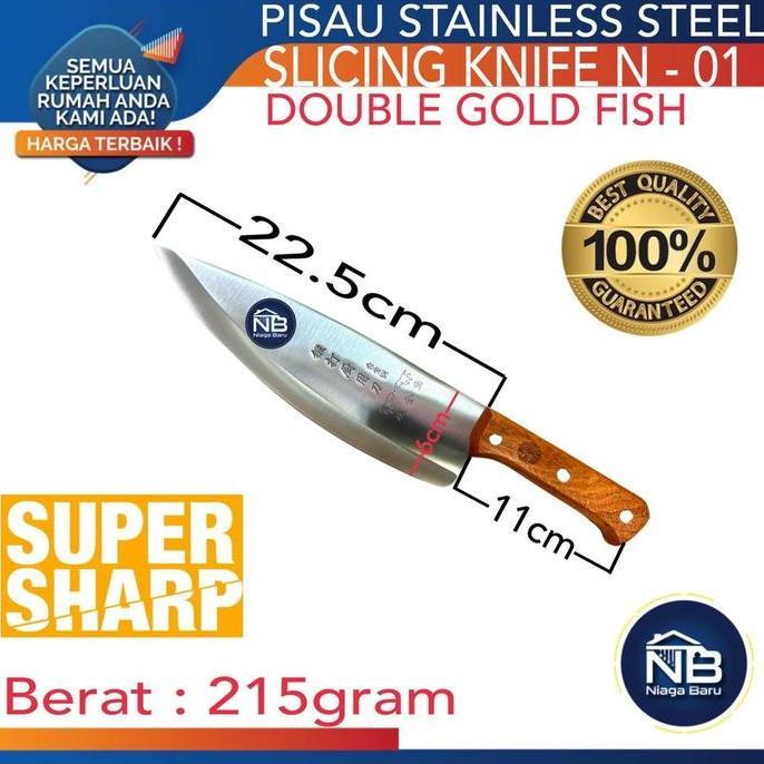 TERLARIS PISAU DAPUR STAINLESS STEEL PENGIRIS SAYUR PEMOTONG KNIFE GOLD FISH