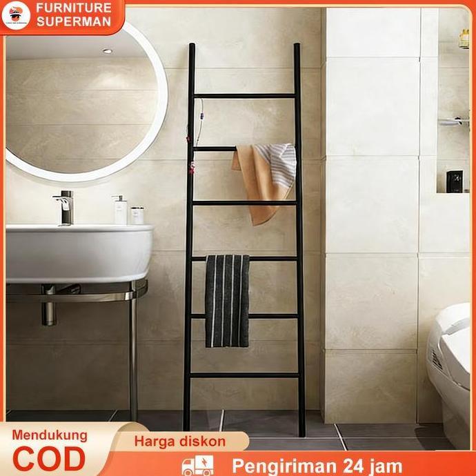 VATGUVOH Ladder Hanger Besi Rak Gantungan Tangga Jilbab Mukena Sajadah Rak Tangga Besi Dekorasi