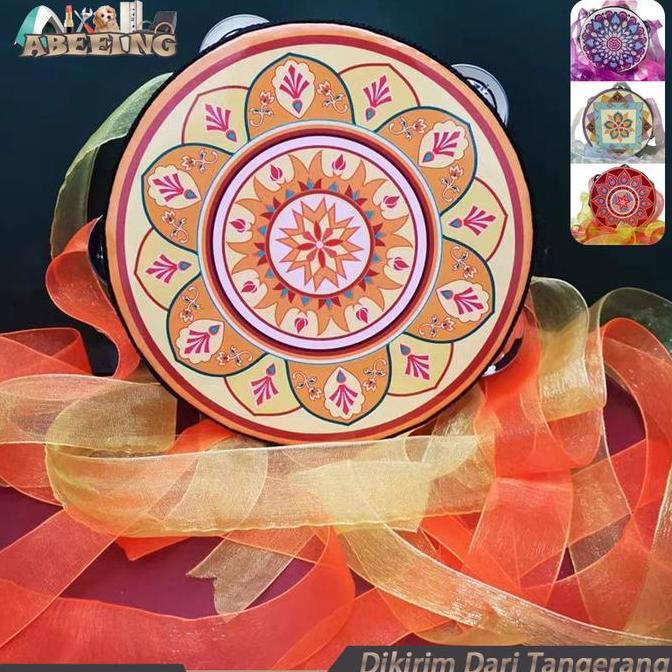 WINTURY Tamborin Gereja Dengan Rumbai Alat Musik Tamborin 8inch Tamborine Gereja