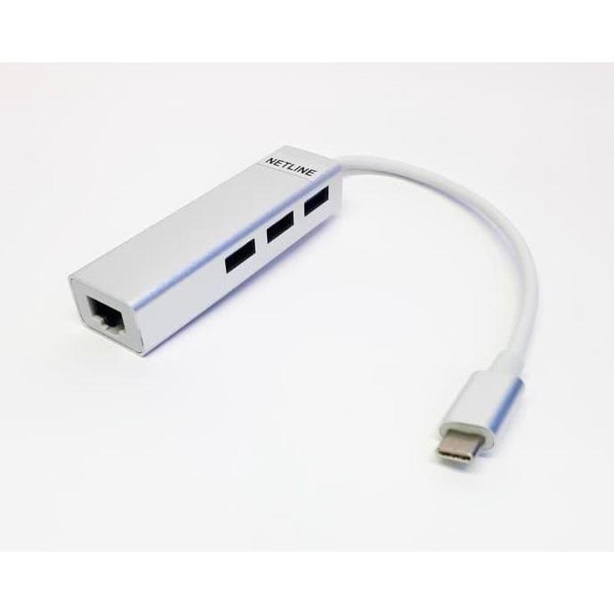 USB C to USB HUB 3 PORT & LAN NETLINE