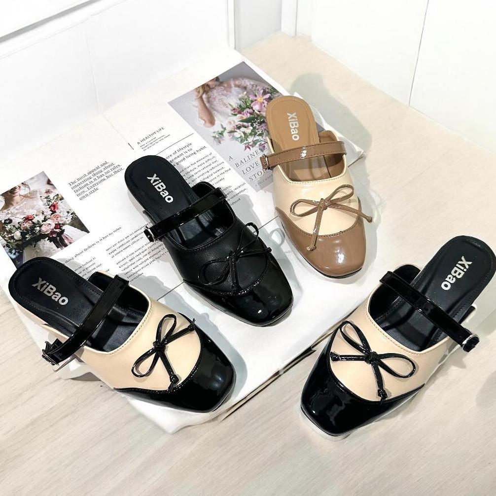Premium Sandal Selop Wanita Model Vintage Korea Terbaru Della Hak 2 Cm