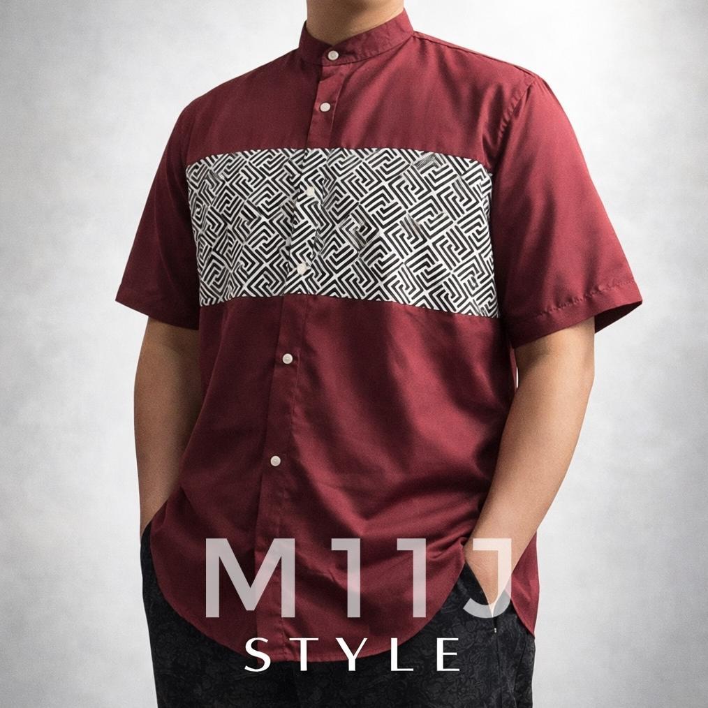New Arrival Baju Koko Pria Lengan Pendek Polos Variasi Motif Ukuran M L Xl Xxl Hitam Putih Maroon Na