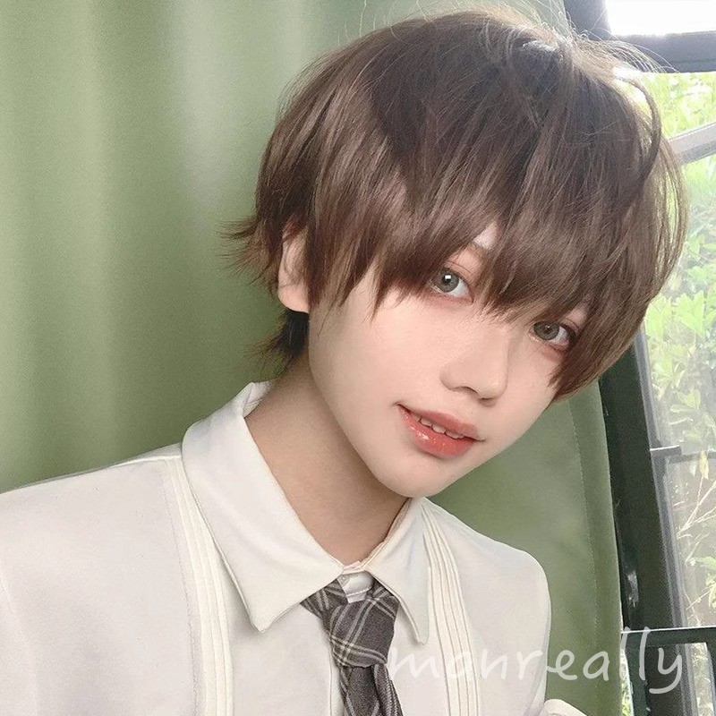 King KaRambut Pendek Korea Full Wig Wanita Korea Netral Pendek Rambut Pendek Berbulu Alami Rambut Pa