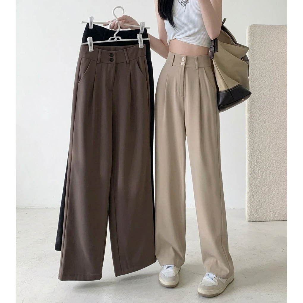 OGOS - Celana Kulot Highwaist Daily Wanita JENNIE PANTS KNIT PREMIUM Cullote Highwaist Panjang Kekin