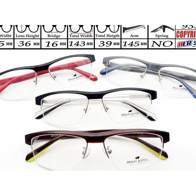 New  frame kacamata minus 100% ORIGINAL BRAUN BUFFEL GERMANY half frame full frame frame kacamata as