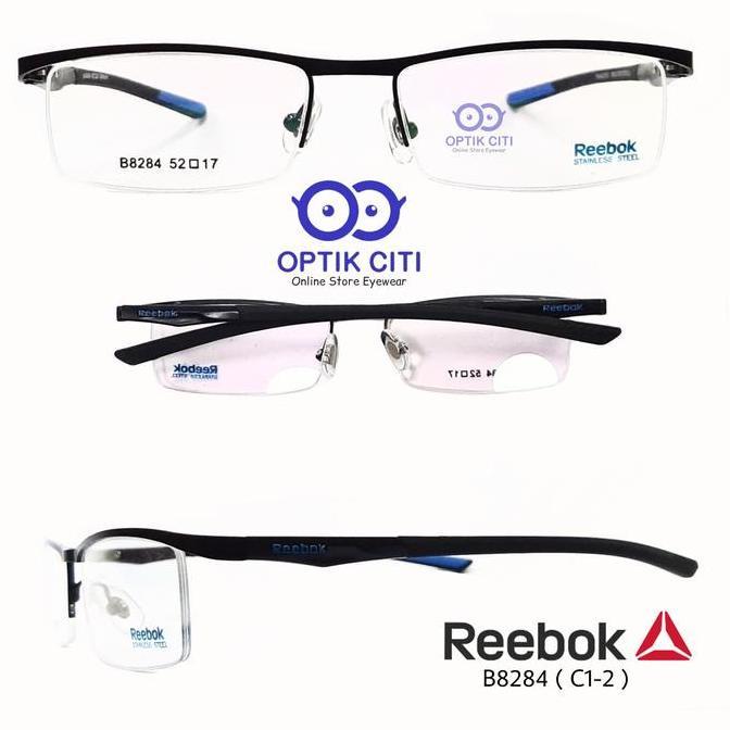 New  frame kacamata pria sporty reebok 8284 half frame grade original