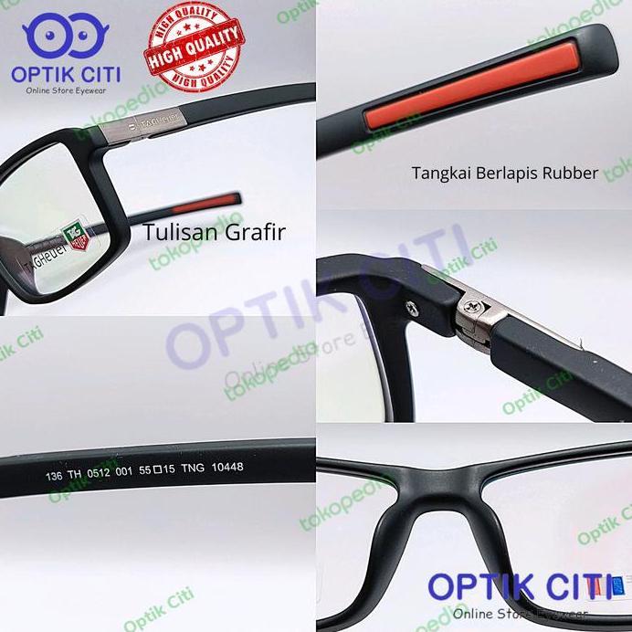 New  frame kacamata pria kotak sporty tag heure TH 0512 10448 Ada Pegas