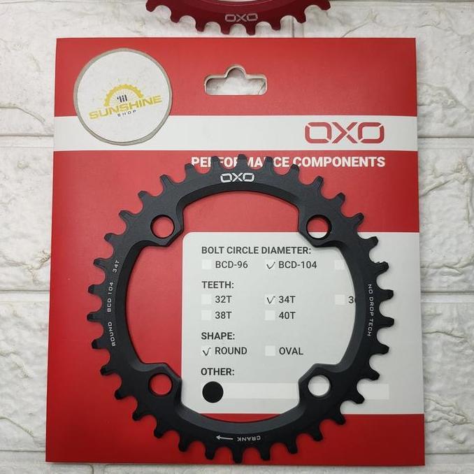 Chainring Crank Sepeda 34T OXO Narrow Wide BCD 104 Round Bulat Alloy Sepeda MTB Roadbike