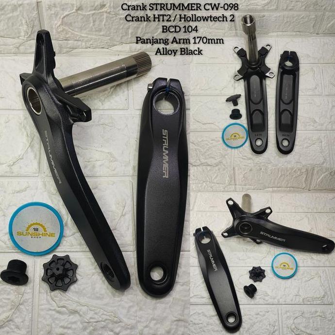 Crank HT2 Hollowtech 2 STRUMMER CW098 BCD 104 Symmetric Arm 170mm 165mm Alloy Sepeda MTB Roadbike