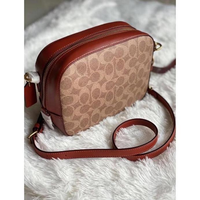 [ORIGINAL] COACH Camera Bag In Signature Canvas Brown Tan Rust