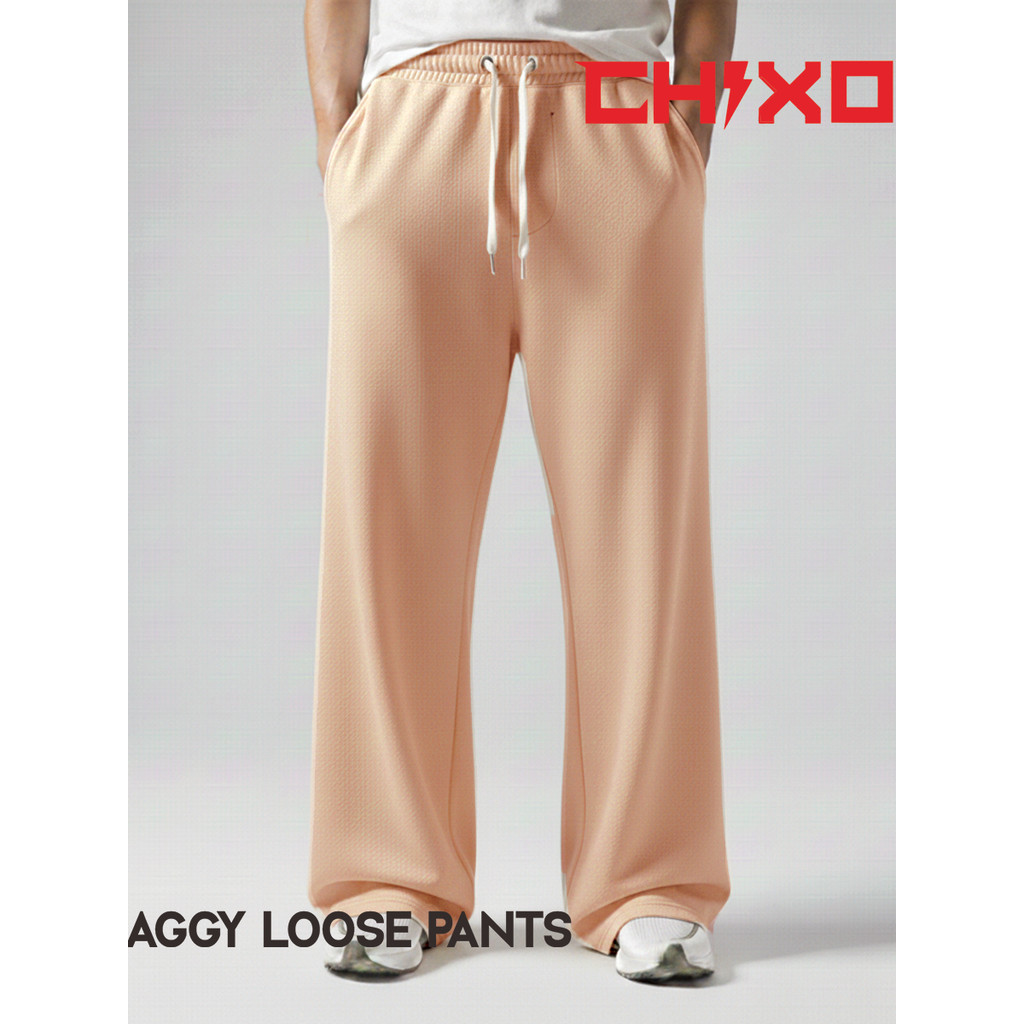 ChixozWide Leg Pants Oversize aya Santai Modern  Warna Cheese Cream