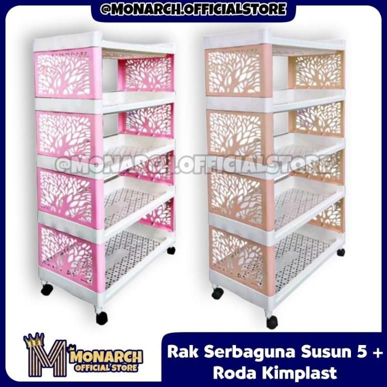 Murah Rak Serbaguna Extra Besar Susun 5 + Roda Kimplast / Rak Portable Rak Baju Celana Pakaian Bayi 