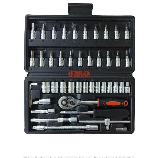 Viral  Dek Kunci Sok 46 Pcs In 1 Set Socket 1/4" Inch Kunci Sock Full Lengkap Socket Tekiro Tool Kit