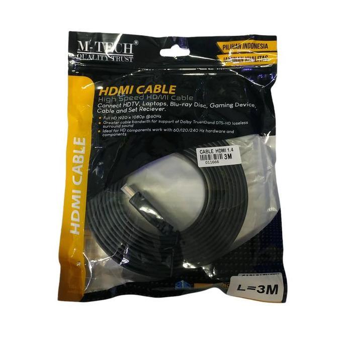 Kabel HDMI 3 Meter M-Tech Cable HDMI Flat 3 Meter