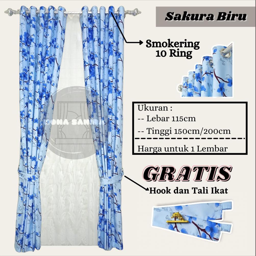 Grade Ori Gorden Sakura Jendela Pintu Minimalis Tirai Model Smokering Murah