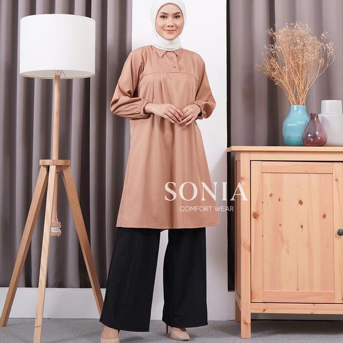 Hasna Tunik Dress B2044 premium by SONIA | tunik wanita basic | atasan blouse muslim lengan panjang 