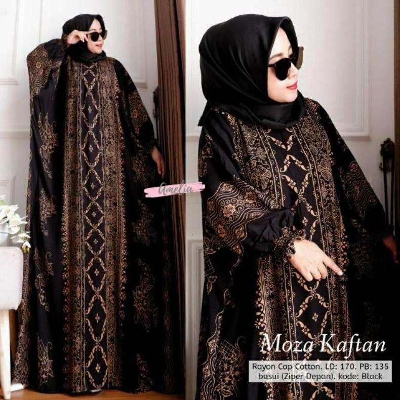 HOT PRODUCT TERBARU MOZA KAFTAN UNIQUE ORI JUMBO BUSUI RESLETING DEPAN RAYON GRADE A BISA COD