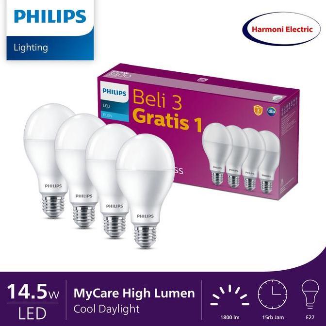 Leggero- Lampu Philips Led 14,5 Watt Multipack Mycare Ledbulb 14,5W 6500K Putih