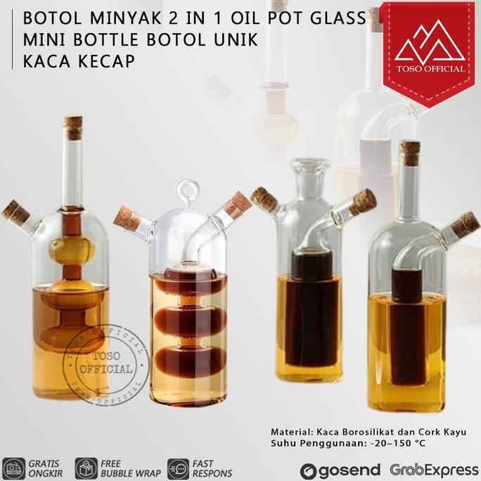 STOK TERBATAS - BOTOL MINYAK 2 IN 1 OIL POT GLASS MINI BOTTLE BOTOL UNIK KACA KECAP