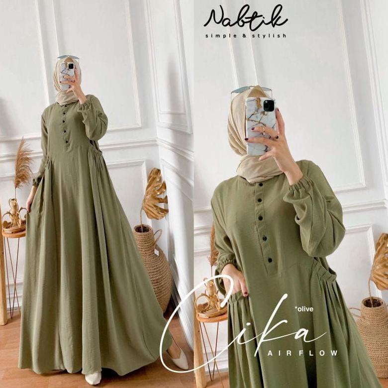 terbaru gamis cika/ gamis cika nabtik/gamis polos/ gamis putih polos/gamis kringkle air flow/gamis k