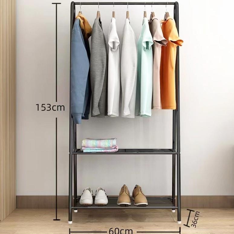 Cuci Gudang  Lfy 3 Baris Rak Pakaian Besi Gantungan Baju Dan Topi Rak Baju Gantung Stand Hanger Mult