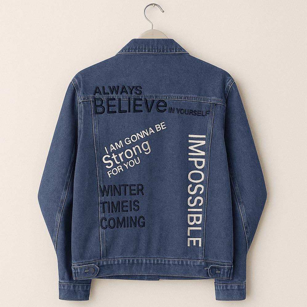 official carys - jaket wanita vintage denim jeans premium bordir tulisan