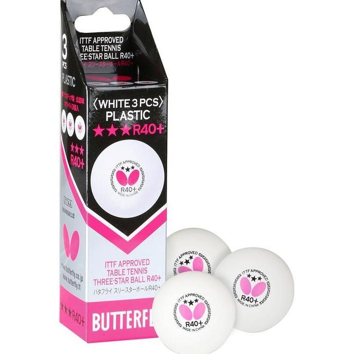 HARGA DISC - Bola Pingpong Tenis Meja Butterfly R40+ 3 Star ITTF Isi 3 Putih Original