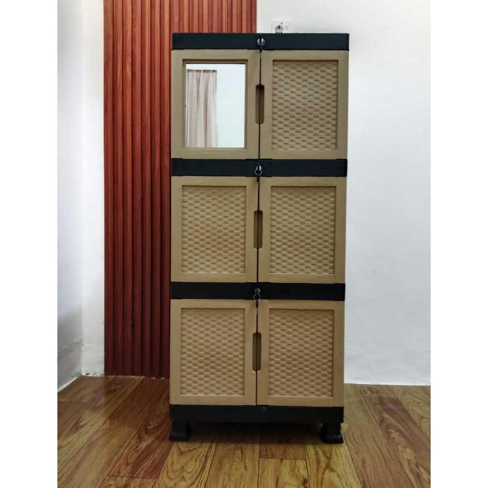 Tahan Lama Lemari Pakaian Plastik Mini Susun 3 Tabitha Aquos Gunplas Include Kaca Cermin & Kunci