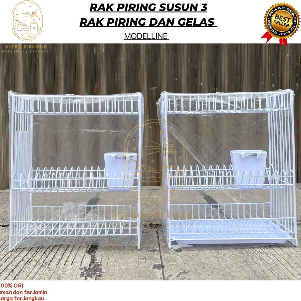 SALE RAK PIRING MODELLINE SUSUN 2 - 3 / RAK PIRING ANTI KARAT / RAK DAPUR / RAK KITCHEN SET