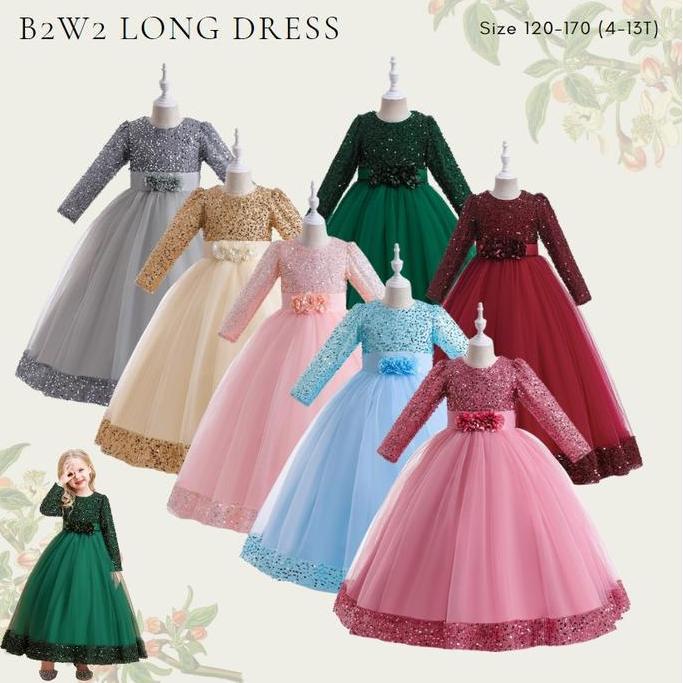HARGA GROSIR - [BrandedBaby] 5T-13T Long Dress Pesta Anak Perempuan Premium Sequin Tutu / Dress Pest