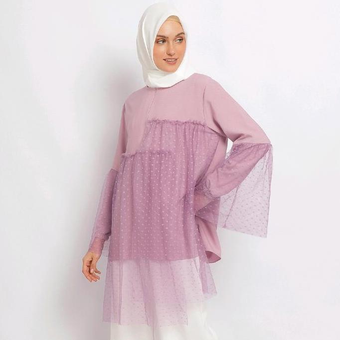 BONUS - Emikoawa Tunik Tile DOT busui friendly / baju kondangan murah Mewah Nyaman Fit Panjang
