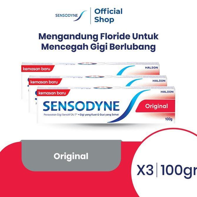 Sensodyne Toothpaste Pasta Gigi Sensitif Essensial Care Original 3x100gr - TRIPLEPACK