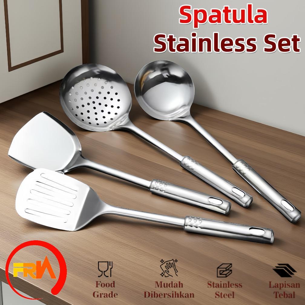 Frn Kitchenware - Spatula Stainless Set 4 In 1 Sodet Sutil Set Isi 4In1 Alat Masak High Quality