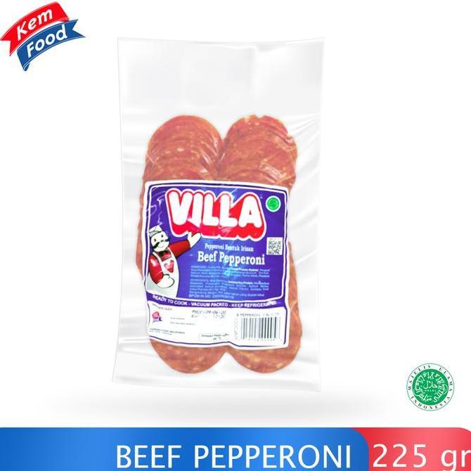NEW VILLA BEEF PEPPERONI TOPPING PIZZA, ROTI DAN KUE - 225GR ORI