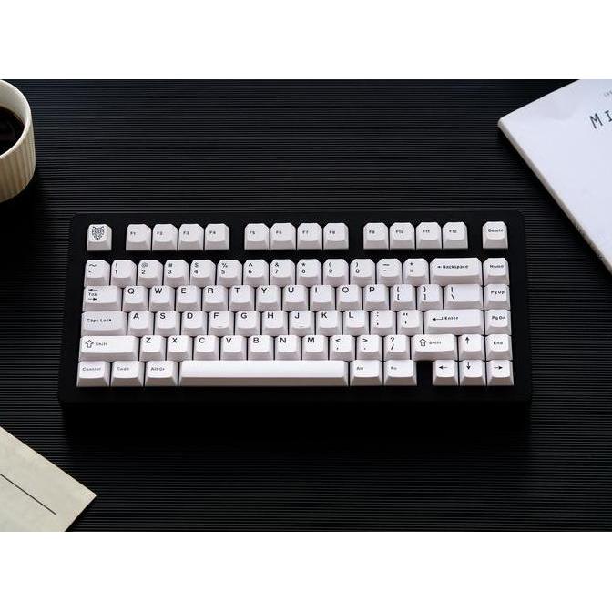 TERBARU - GMK WoB BoW Lite ABS Doubleshot Cherry Profile Keycaps Set White on Black