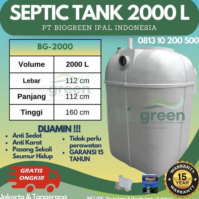 Bst Ready Septic Tank Biogreen 2000 Liter - Frp Fiberglass - Pt Biogreen Ipal Indonesia Best Seller