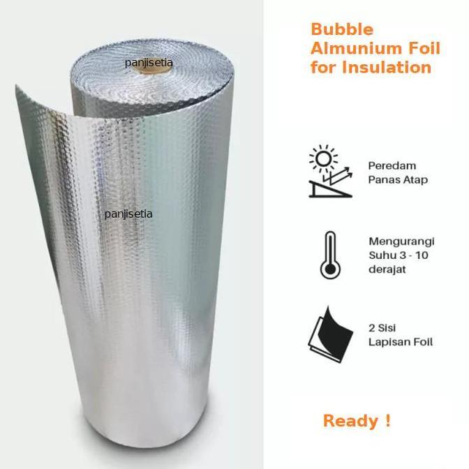 Almunium bubble foil peredam panas Aluminium insulasi atap 1 Roll Ori