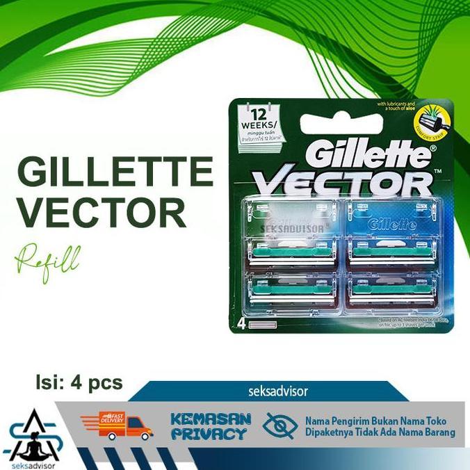 GILLETTE VECTOR REFILL PISAU CUKUR. Gilete Gillete Gilette - 4 pcs