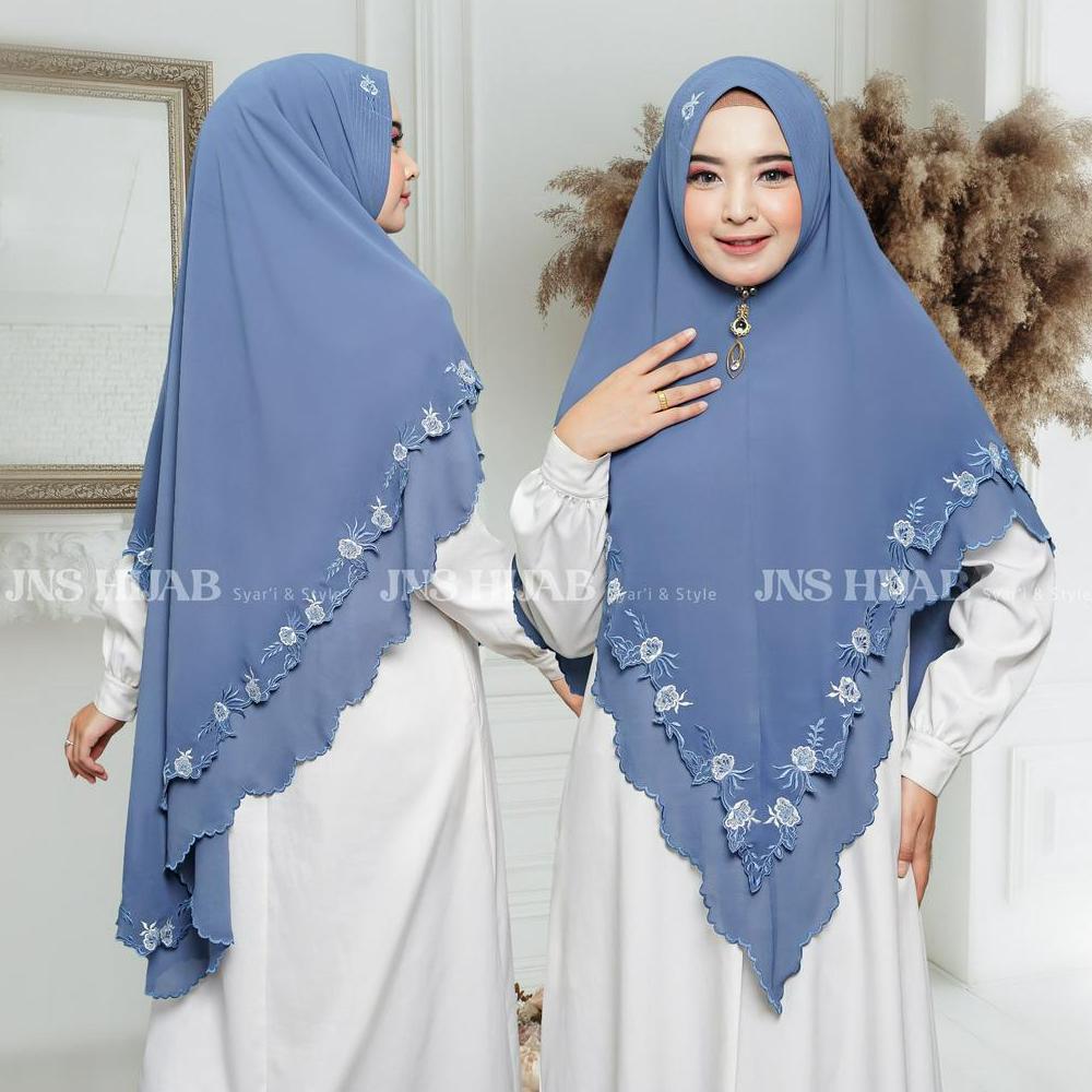 GARANSI Khimar Syari Full Bordir Sekeliling/Kerudung Syari Ceruty Babydoll  Bordir/Hijab Syari Bordi