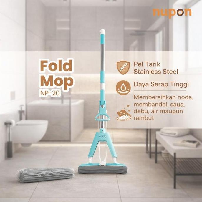 PROMO DISKON - NUPON Alat Pel Pembersih Lantai Fold Mop Stainless Anti Karat