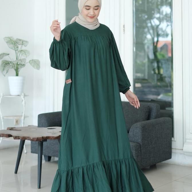 ALULA DRESS - Gamis Polos Rayon Twill - Gamis Rayon Twill Jumbo