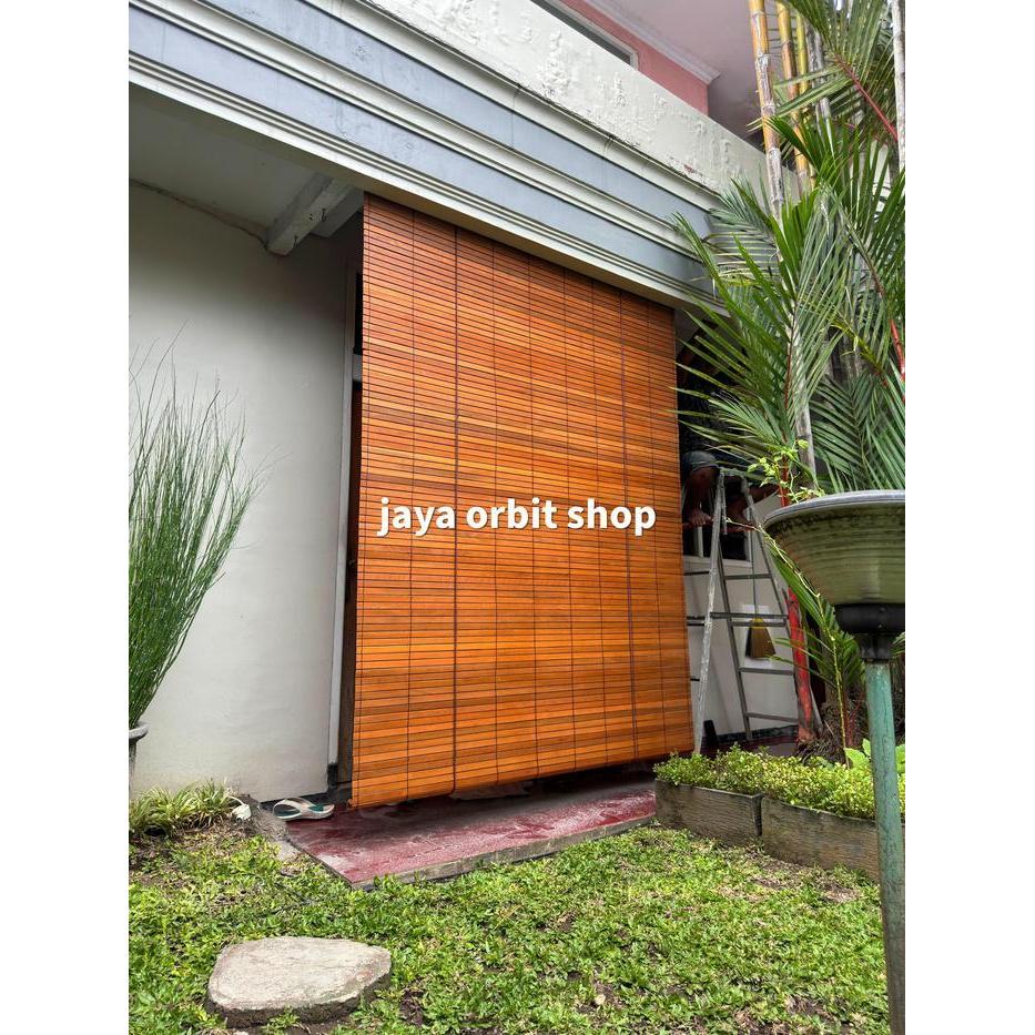 Tirai kayu L 2m x T 3m / tirai kayu outdoor / krey kayu gulung / krei kayu outdoor / tirai anti pana