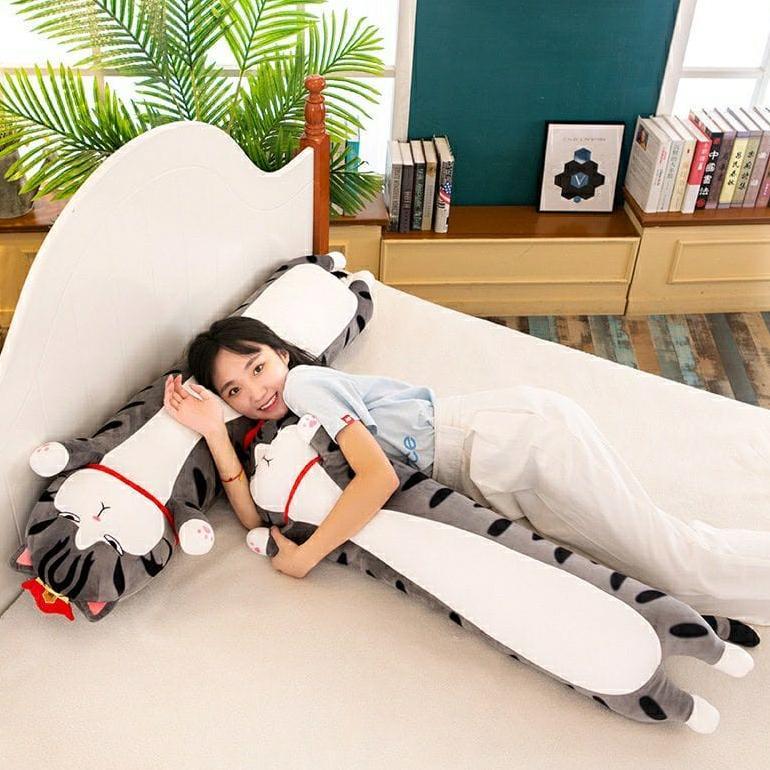 Promo Bulan Ini Boneka Bantal Guling Kucing Furyu Cat Hoki Super Jumbo Lucu, Halus, Lembut.