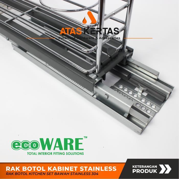 rak botol tarik stainless kitchen set - rak bumbu tarik kitchen set kabinet bawah Steel Chrome