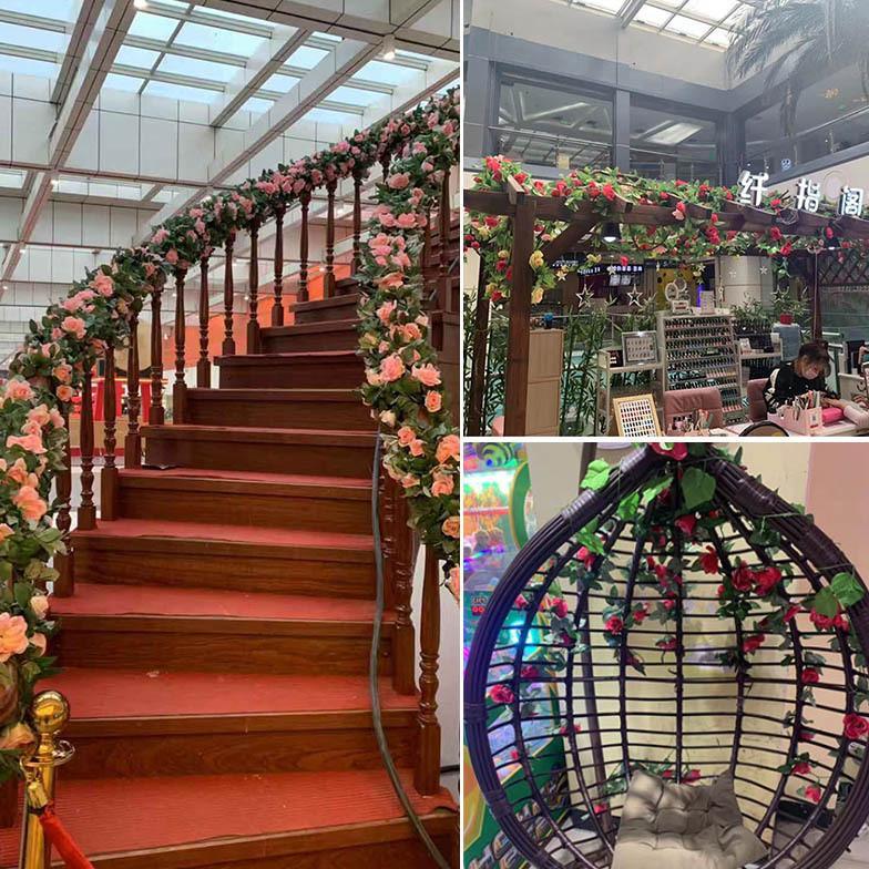 Official Bunga Hias Mawar Rambat Plastik/Bunga Rambat Mawar Plastik/Dekorasi Artificial Flower