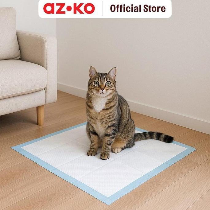 AZKO Cavea 60X60 cm Set 20 Pcs Training Pads Hewan - Biru/Abu-Abu Alas Toilet Kandang Hewan Perlak A