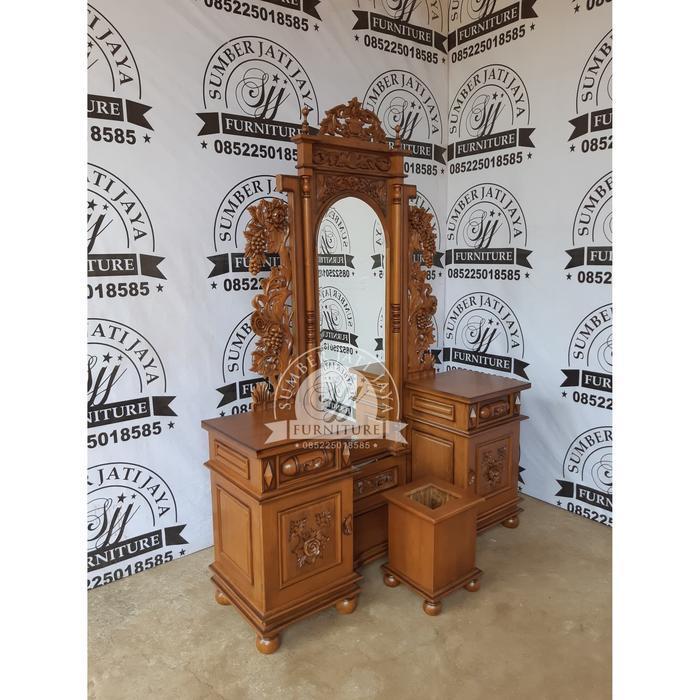 meja rias goyang jati, tolet goyang jati, tolet ukir jati