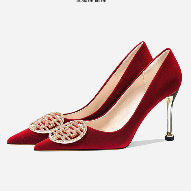Red Dress Chinese High Heel Bridal Shoes